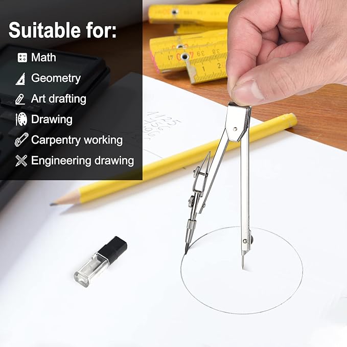 6 Sets Compass and Protractor Sets Student Basics Geometry Math Set Metal - Image 4