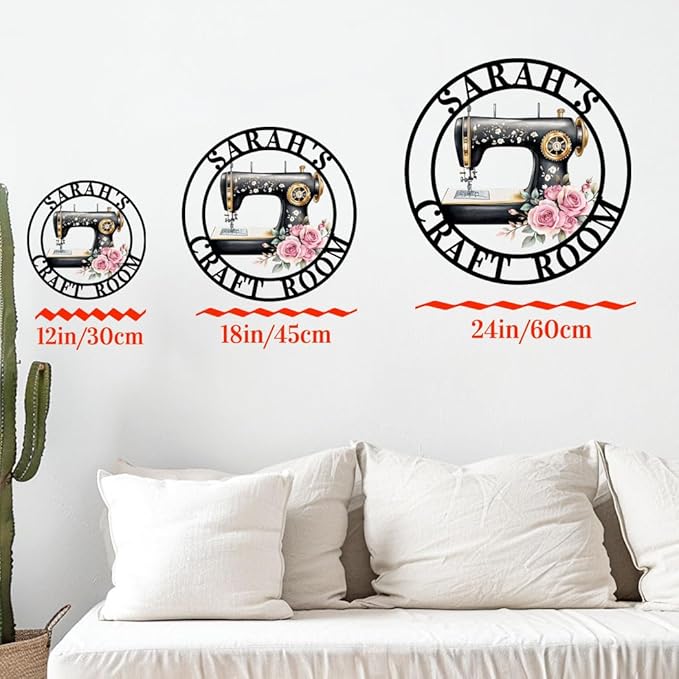 Custom Sewing Machine Metal Sign, Personalized Name Flowers Sewing Sign - Image 5