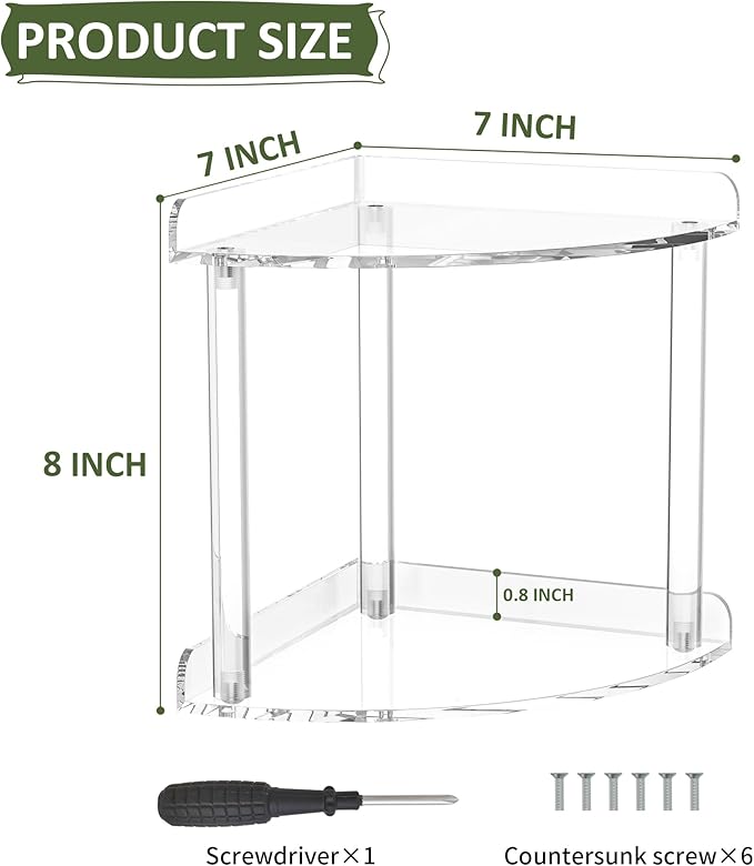 Sezanrpt 2 Tier Countertop Corner Organizer Shelf 7x7x8 Inch, Acrylic Bathroom - Image 3