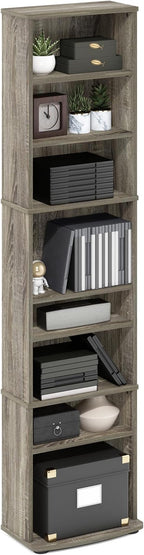 Furinno Jaya DVD Shelf, 8-Tier Tall Narrow CD Rack, Media Shelf by Furinno-FitsYourSpaceFitsYourBudget