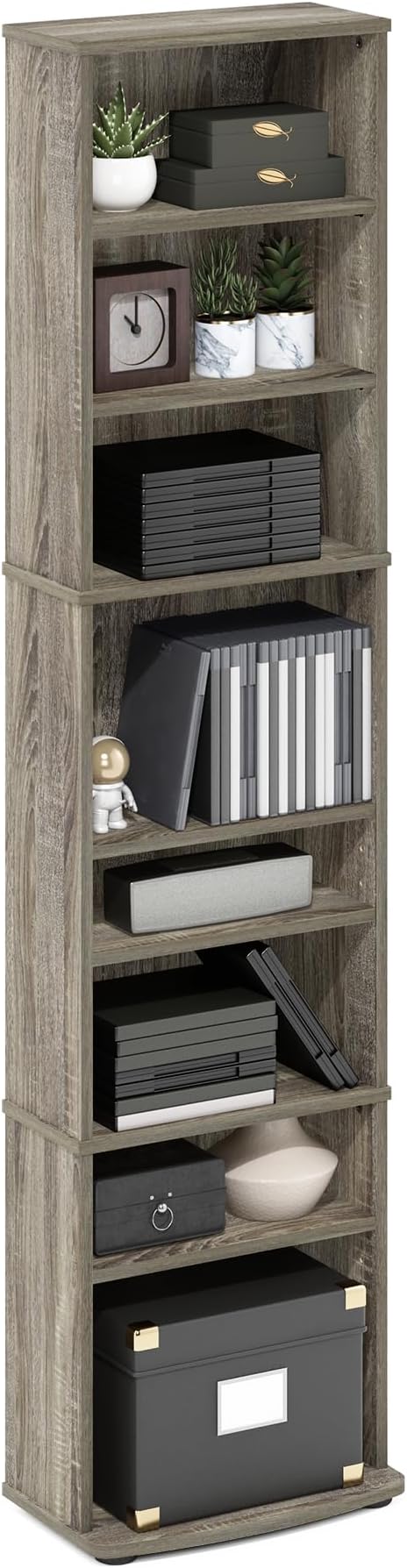 Furinno Jaya DVD Shelf, 8-Tier Tall Narrow CD Rack, Media Shelf by Furinno-FitsYourSpaceFitsYourBudget
