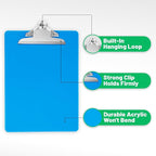 Plastic Clipboards with Butterfly Clip Set of 6-12.5 x 9 Inch Multi Color - Image 2