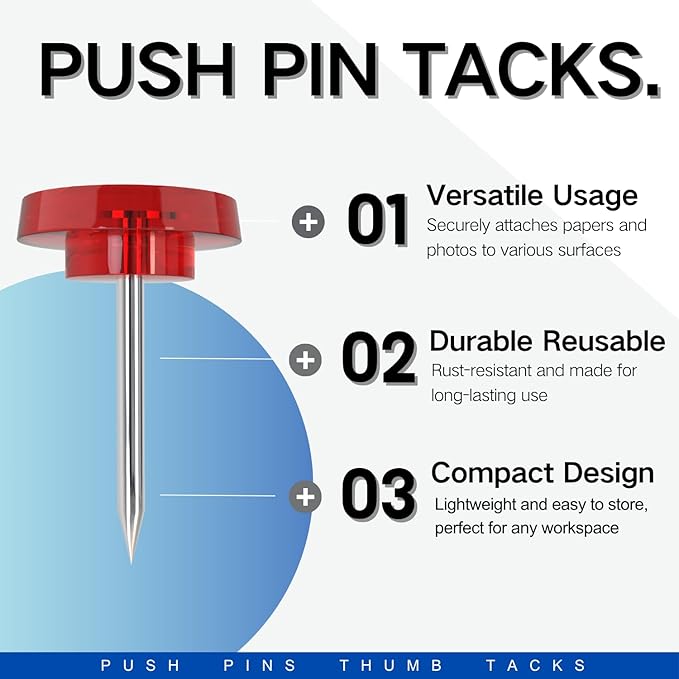 150 PCS Colored Push Pins for Wall Thumb Tacks for Walls Flat thumbtacks Push - Image 2