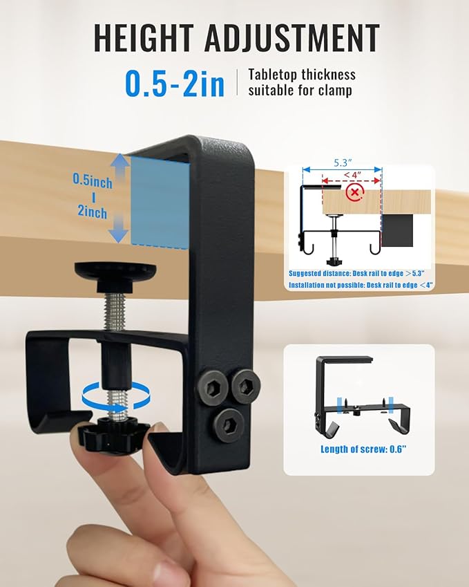 No Drill Cable Management Under Desk, Clamp/Screw Mount Cable Tray, Premium - Image 5