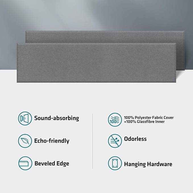 2” Thick Acoustic Panels with Hanging Brackets to the Wall, Light Grey - Image 7