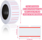 CYEAH 60 Rolls 30000 Pieces White Price Gun Labels Stickers Paper for Mx-5500, Price Tag Labels Price Sticker Fit Most of Price Tag Machines for Office, Retail Shop