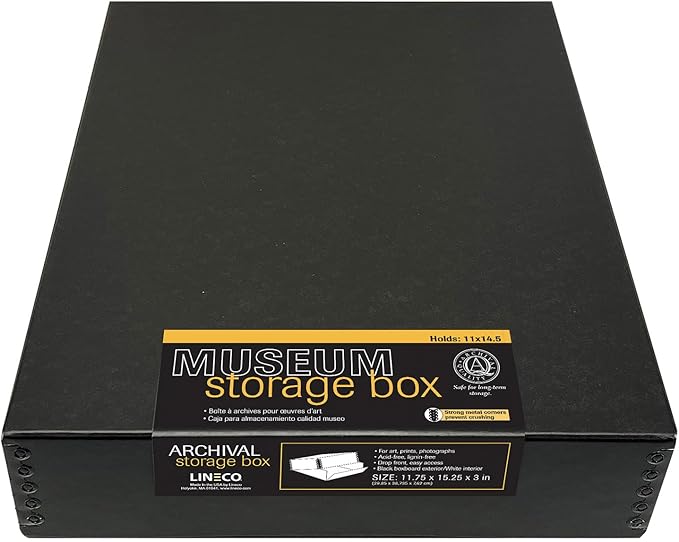 Lineco Archival 11 x 14 x 3 inches Museum Archival Storage Box, Drop Front by Lineco