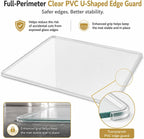 Tempered Glass Chair Mat 48" x 32",1/5" Thick for Office Desk,Rolling Chair Mat for Carpet, Odorless, Easy to Clean with 4 Non-Slip Pads for Carpet & Hardwood Floors