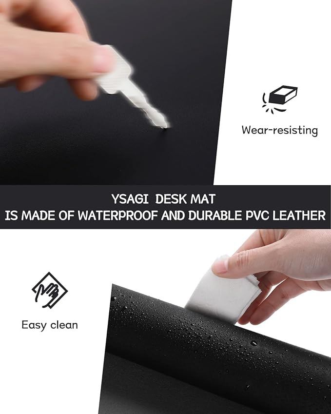 YSAGi Non-Slip Leather Desk Pad XL Size, Waterproof Laptop Computer Desk - Image 5