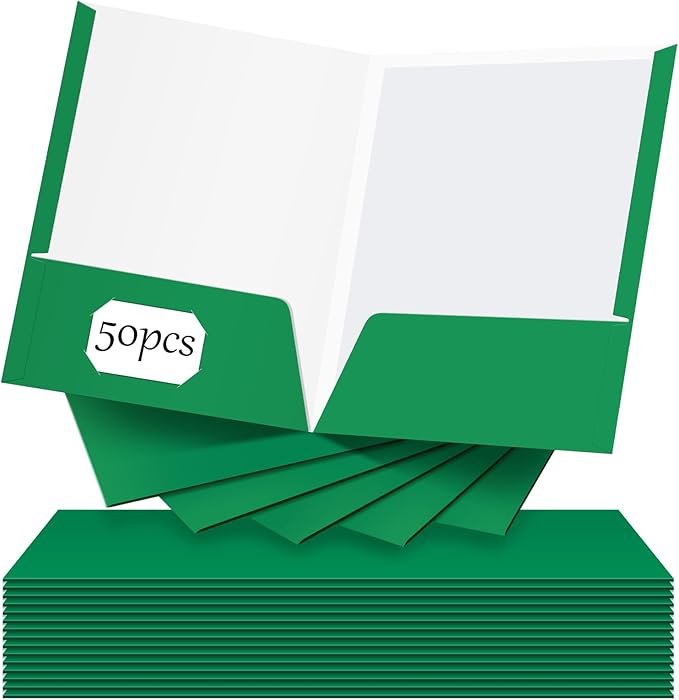 Jutom 50 Pcs 2 Pocket Glossy Paper Folders Glossy Paper Laminated Portfolios by Jutom