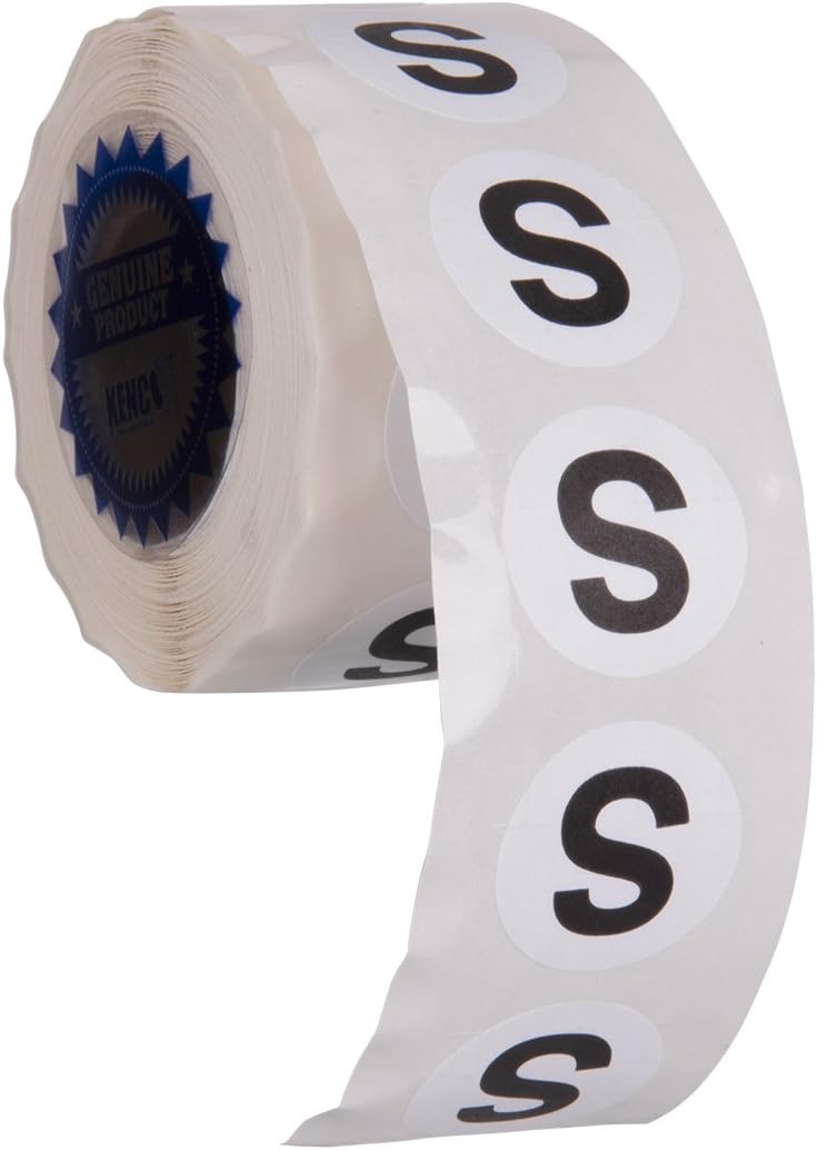 Clothing Size Stickers by Kenco - 0.875" Adhesive Apparel Circle Size Stickers - 2,500 Stickers Total (Small)