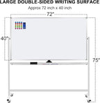 Max-officoo Mobile Whiteboard 72"x40" Magnetic Dry Erase White Boards on Wheels - Image 2