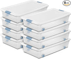 Sterilite 8-Pack Latching Box, Under Bed Storage Bins by Sterilite