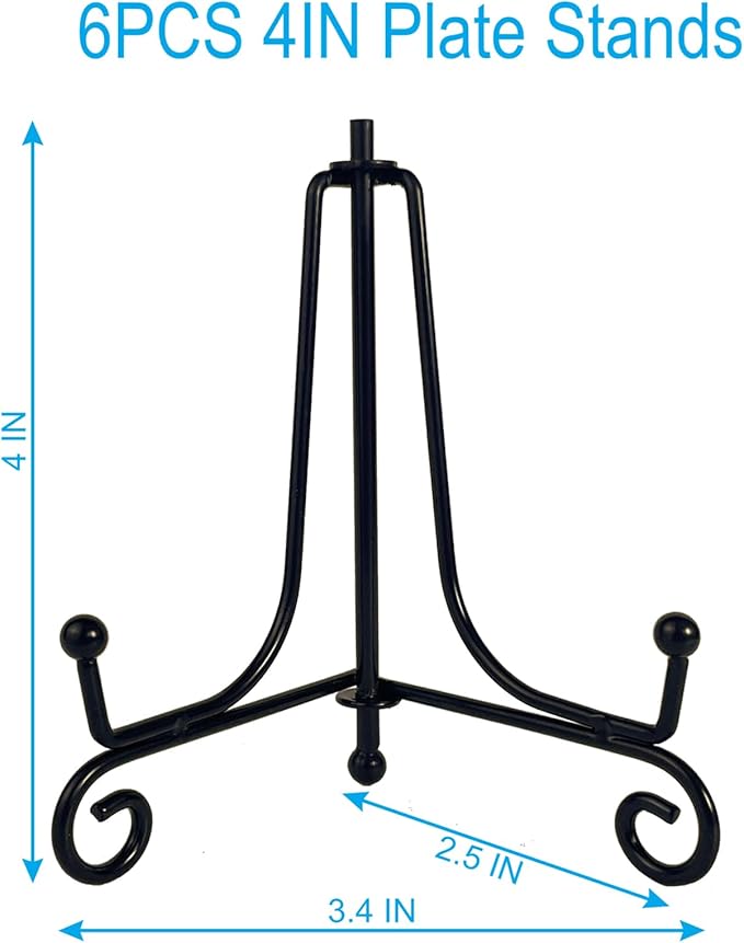 HENABLE 6PCS Premium Black Iron Plate Stands - Image 2