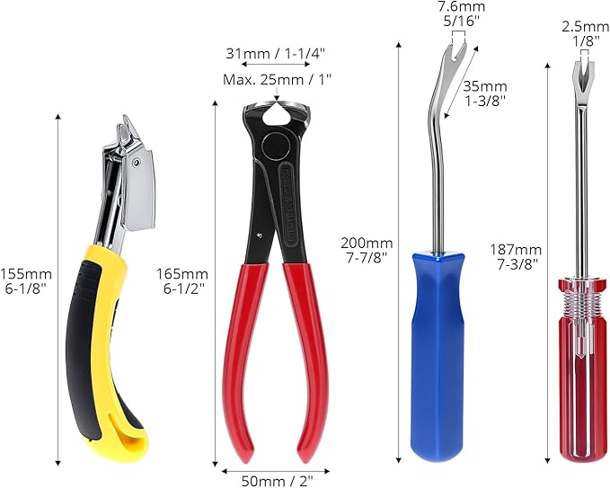 QWORK 4 Pcs Staple Remover Tool and Nail Puller Set, End Cutting Plier - Image 6
