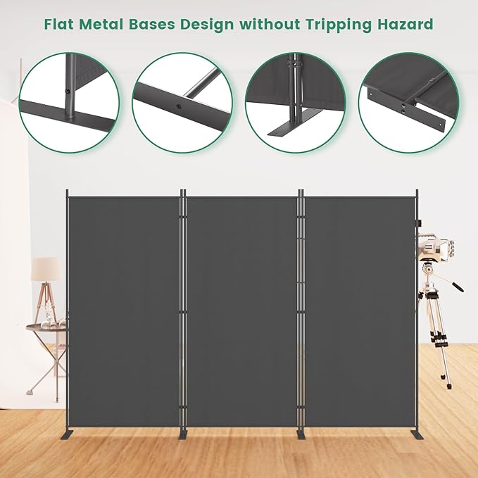 Helios&Hestia 3-Panel 6 ft Tall Indoor Folding Room Divider, Portable Privacy - Image 4