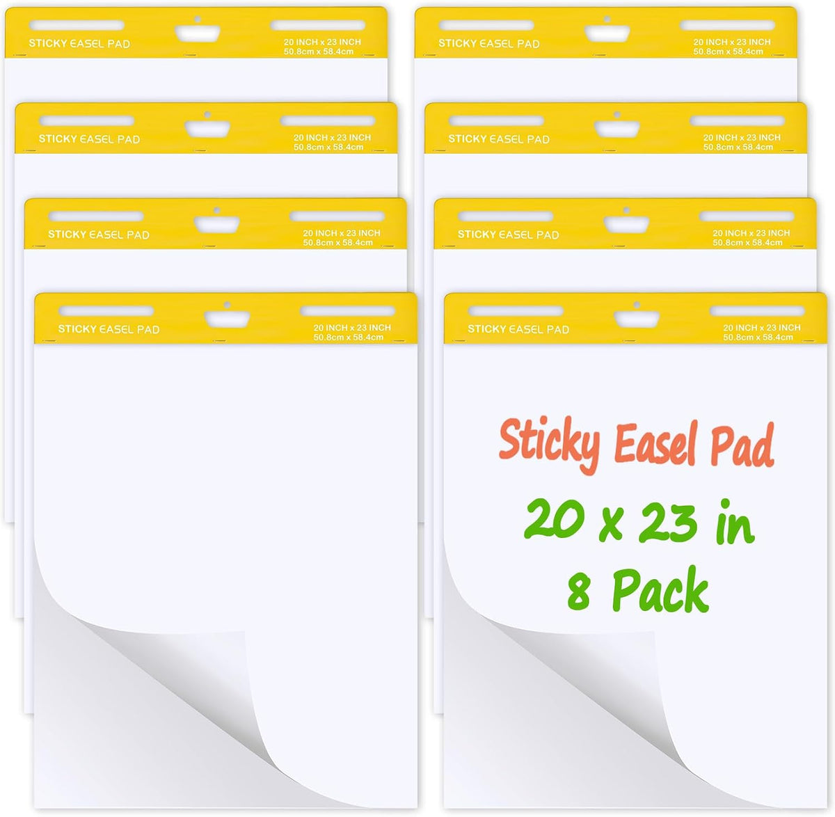 ReliThick 8 Pads Premium Sticky Easel Pad, 20 in x 23 in, 30 Sheets/Pad