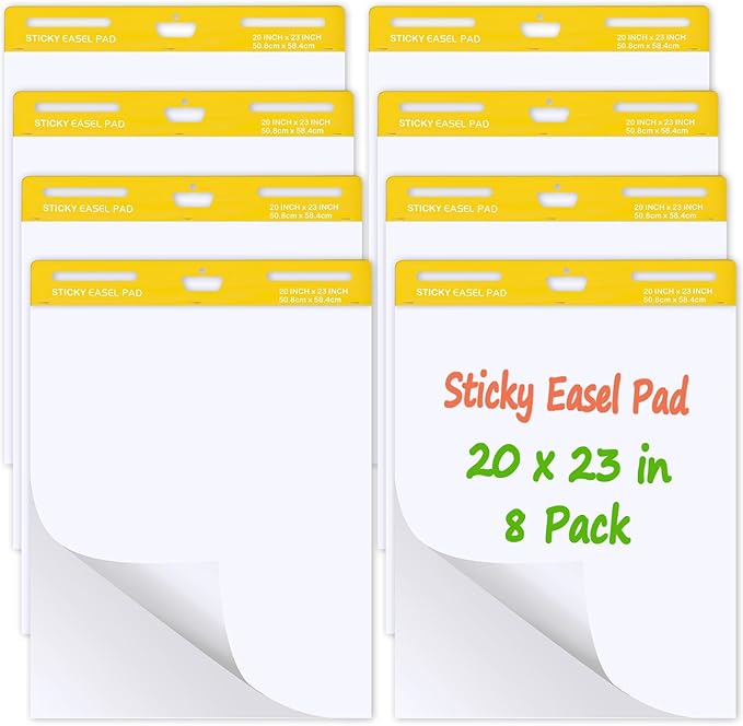 ReliThick 8 Pads Premium Sticky Easel Pad, 20 in x 23 in, 30 Sheets/Pad by ReliThick