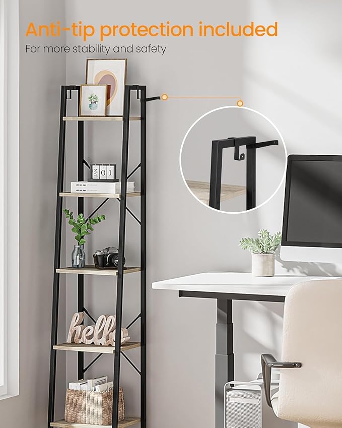 Hzuaneri Ladder Shelf, Bookshelf Bookcase, Freestanding Corner Storage Shelve - Image 3