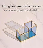 FONDAZZA Gold & Blue Glass Desk Organizer - Image 3