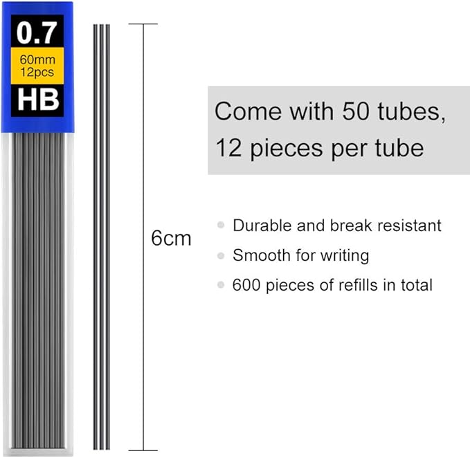 Coopay 600 Pieces Lead Refills 0.7 mm HB Break Resistant Mechanical Pencil - Image 4