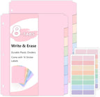 SKYDUE 8 Tab Durable Plastic Dividers, Big Tab Dividers by SKYDUE