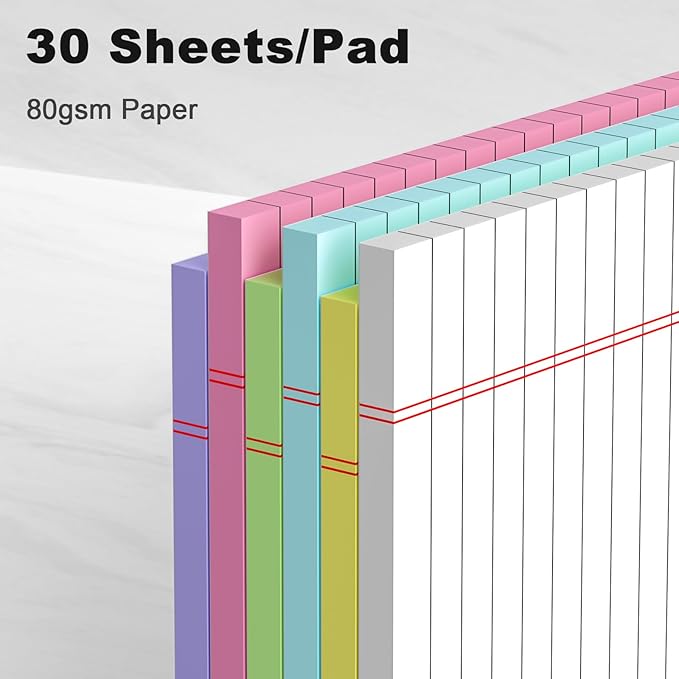Small Note Pads 5x8" – 6 Vibrant Colors Notepad, College Ruled, 30 Sheets Each - Image 3