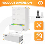 AFAIF 4 Drawer File Cabinets for Home Office, Metal Filing Cabinet - Image 3