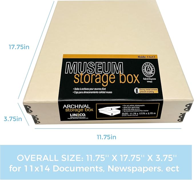 Lineco Museum Archival Storage Box, 11.75x17.75x3.75 in. Drop Front Design. - Image 2