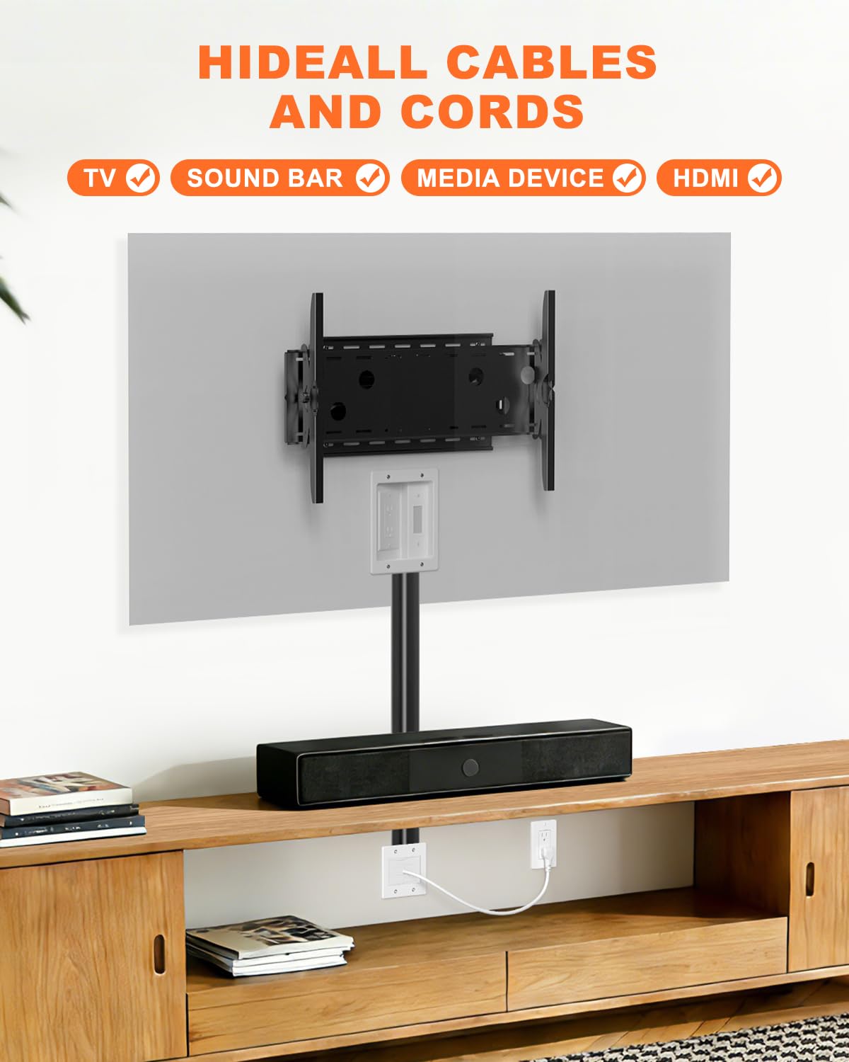 in Wall Cable Management Kit with Recessed Outlet Box, TV Cord Hider & Co...