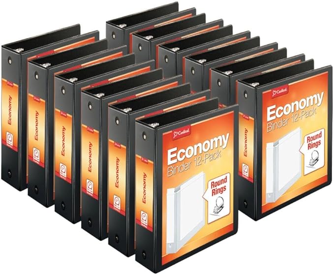 Cardinal Economy 3-Ring Binders, Round Rings, Holds 625 Sheets, Carton of 12 by TOPSProducts
