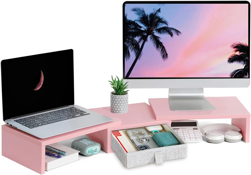 TEAMIX Pink Dual Monitor Stand Riser