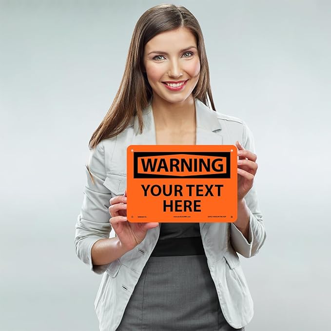 Custom OSHA Style Warning Sign 7" x 10" Aluminum Sign, Customizable "Your Text - Image 2