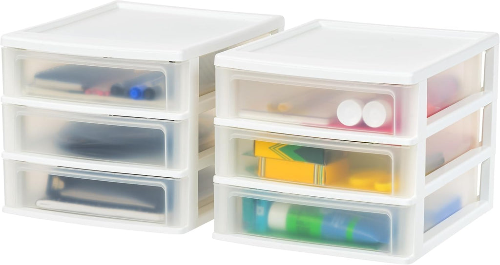 iris usa 2-pack, 3-drawer medium plastic stacking desktop, main product view