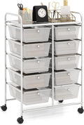 HAPPYGRILL 10-Drawer Rolling Storage Cart, Storage Organizer Cart