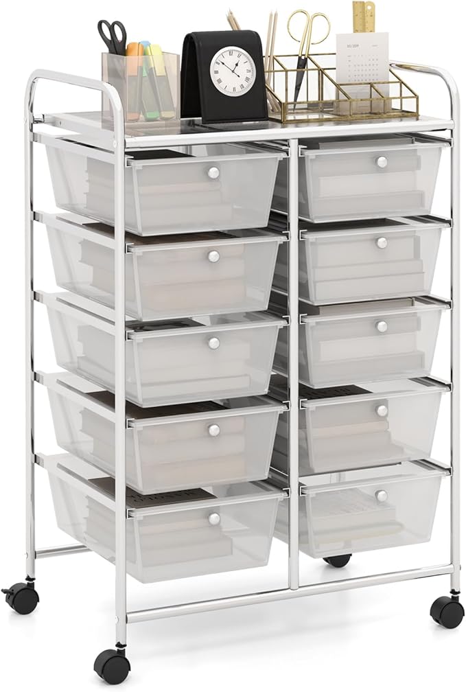 HAPPYGRILL 10-Drawer Rolling Storage Cart, Storage Organizer Cart by HAPPYGRILL