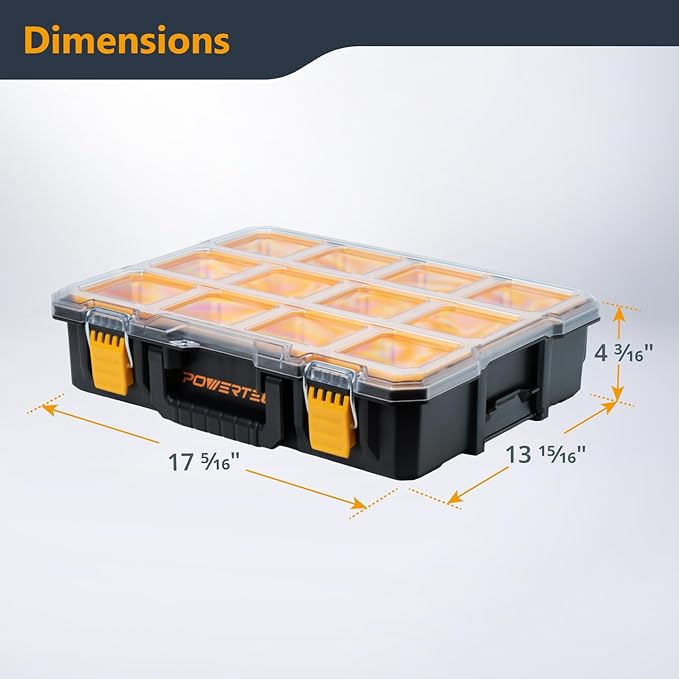 POWERTEC Small Parts Organizer & Tool Box – 10 Compartments, IP65 Water & Dust - Image 2