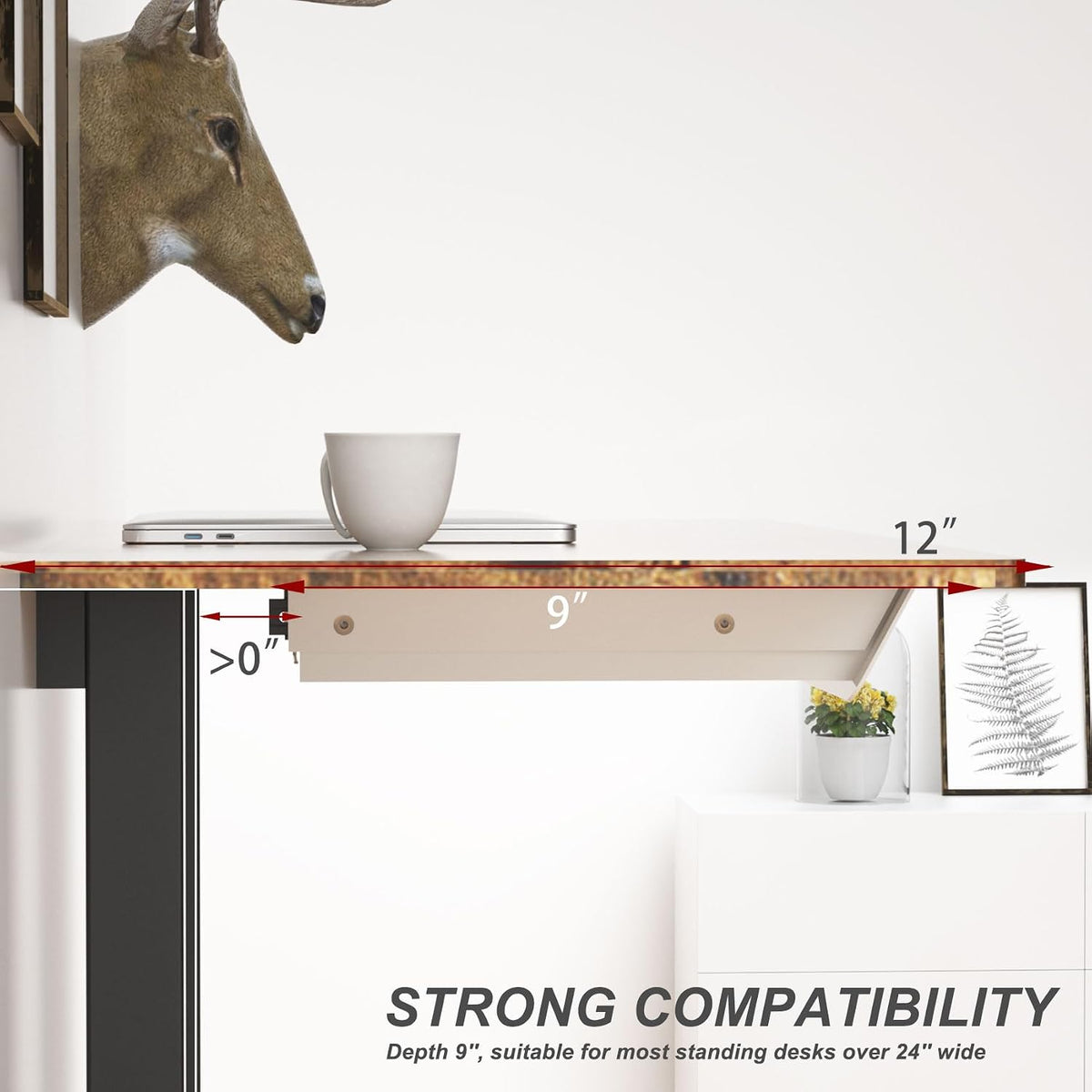 White Under Desk Mounted Sliding Drawer with 60 Degree Tilt Panel to pull out...