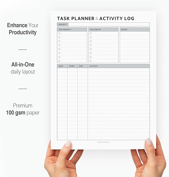 Task Planner & Tracker 8.5 x 11 Tear-Off 70 Sheet Planner Pad – Project - Image 2