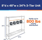 Shelving Inc. 8" d x 48" w Chrome Wire Shelving - Image 2