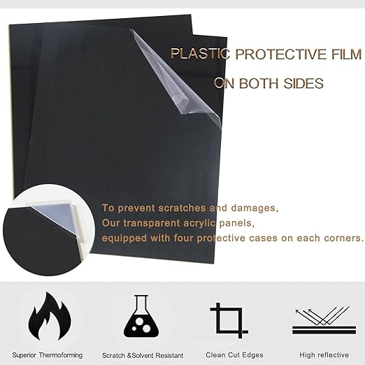 2 Pieces Black Acrylic Sheet, 11 x 14 Inch 1/8 Inch Thick, Home Decor, Display - Image 3