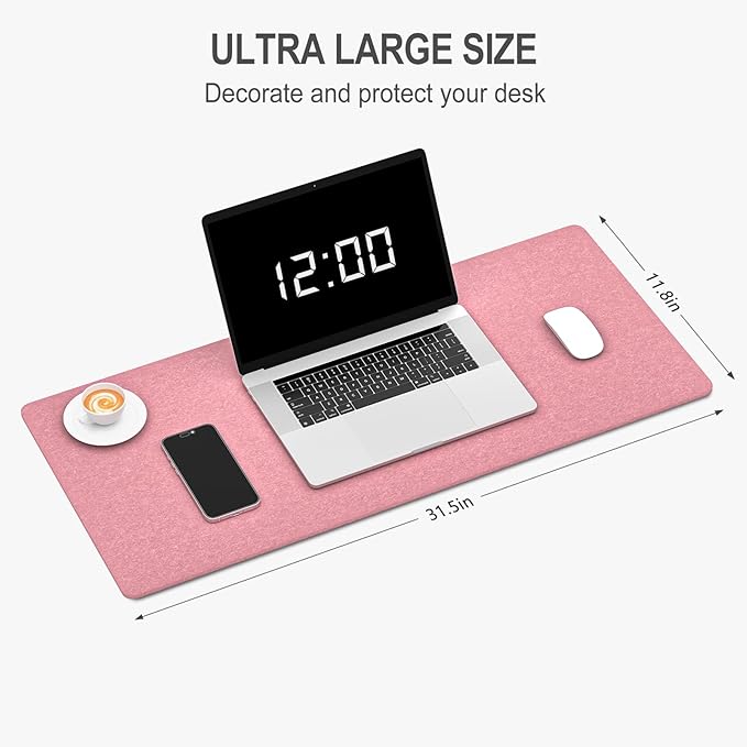 Auhoahsil Felt Desk Mat, Minimalist Large Mouse Pad XL 31.5 x 11.8 in, Desk Matt - Image 2