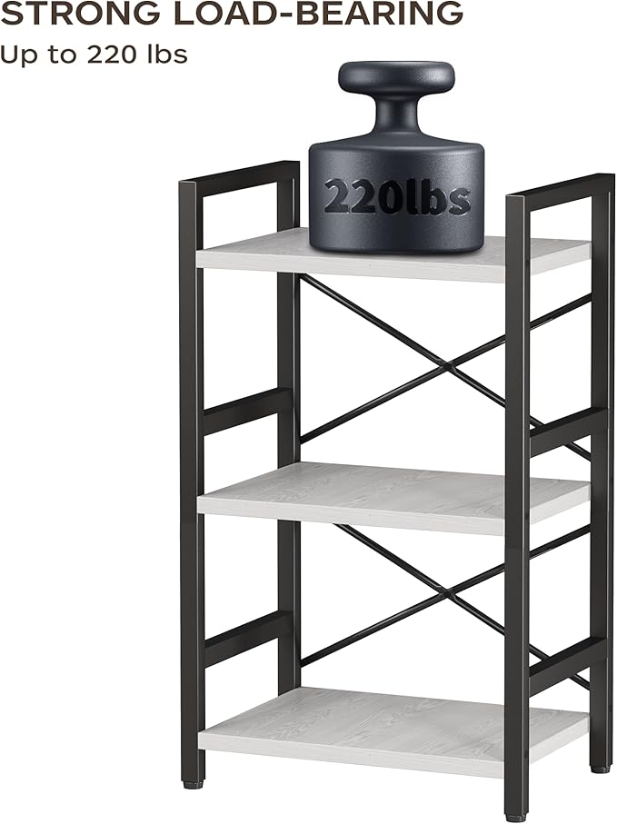 Homeiju Bookshelf, 3 Tier Industrial Bookcase, Metal Small Bookcase, Rustic - Image 6