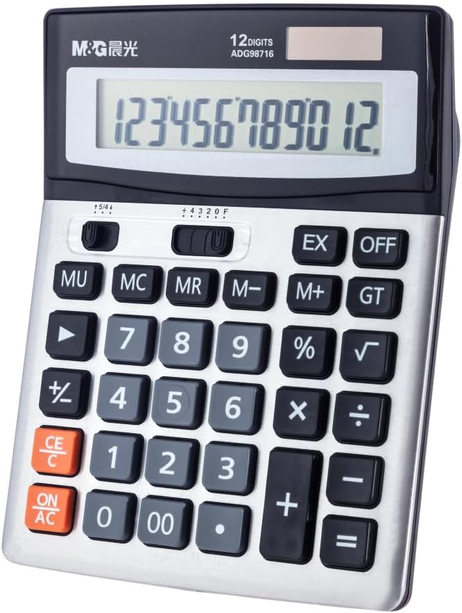 M&G Desk Calculator 12 Digit Extra Large LCD Display Calculators, Dual Solar by MG