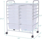Happygrill 12-Drawer Rolling Storage Cart, 2 Sizes Plastic Drawers & Metal Shelf - Image 3