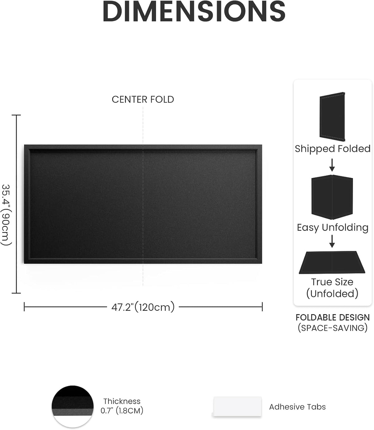Fluxynara Framed Felt Bulletin Board, 47.2" x 35.4", Black