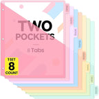 Sooez 8 Count Dividers with 2 Pockets, 8 Tabs Binder Dividers by Sooez
