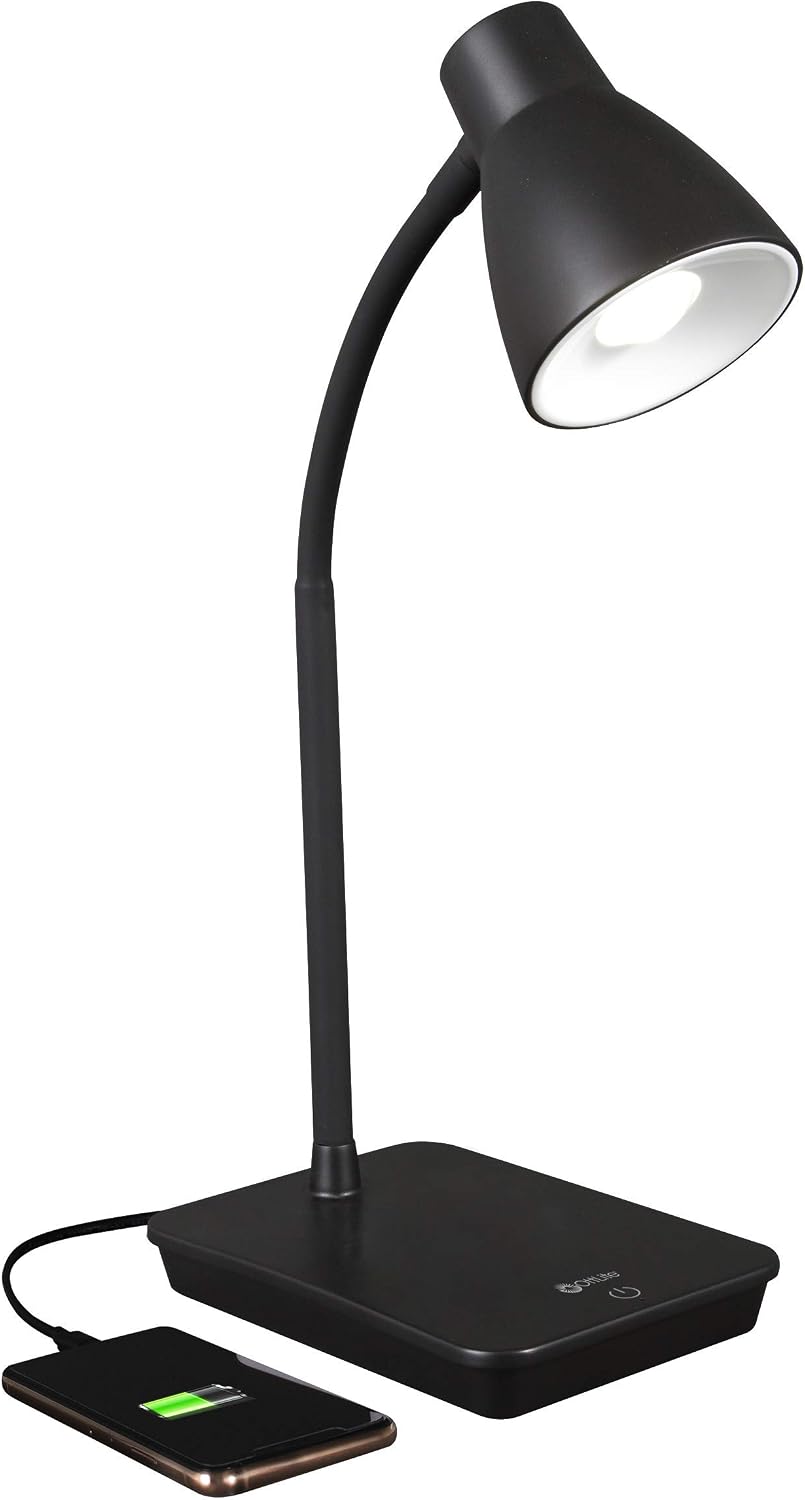 OttLite Infuse LED Desk Lamp with Wireless Charging, Black