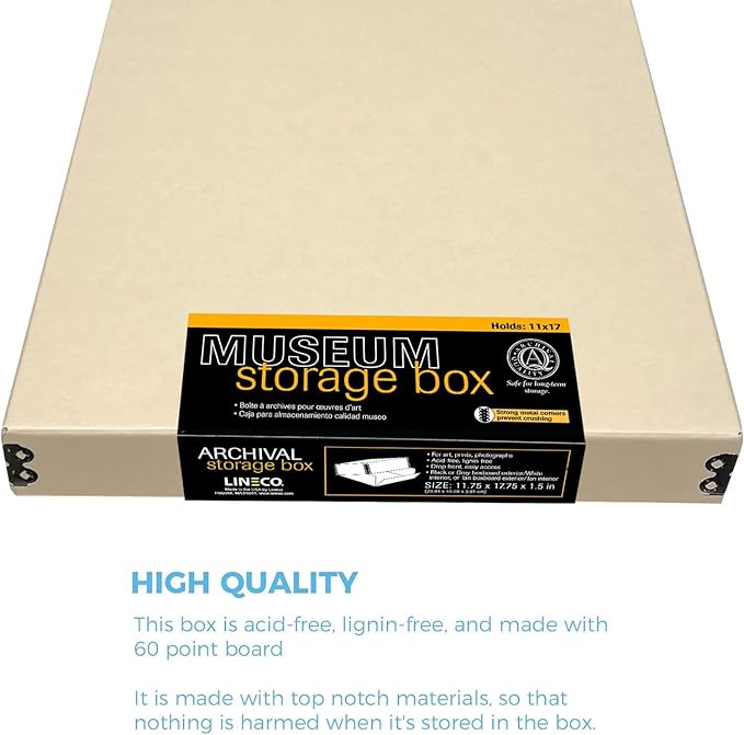Lineco Museum Archival Storage Box, 11.75x17.75x1.5 in. Drop Front Design. - Image 6