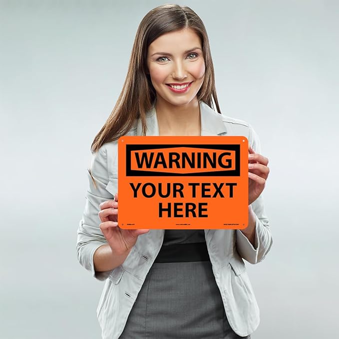 Custom OSHA Style Warning Sign 10" x 14" Aluminum Sign, Customizable "Your Text - Image 2